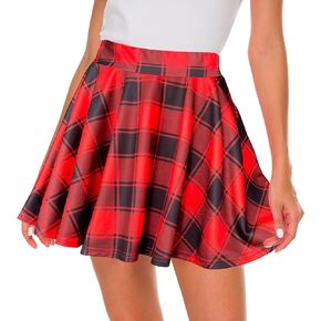 Afibi Casual Mini Stretch Waist Flared Plain Pleated Skater Skirt