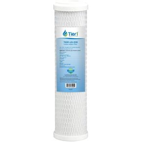 Tier1 0.5 Micron 10 Inch x 2.5 Inch | Radial Flow Whole House Carbon Water Filter Replacement Cartridge | Compatible with Pentek CBC-10, Omnifilter CB3, GE FXUVC, FXULC, Home Water Filter