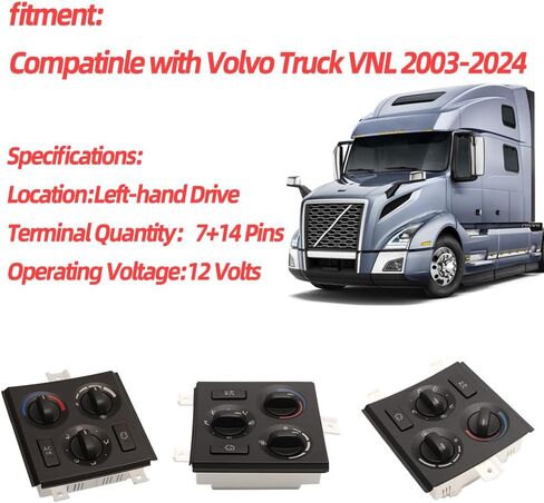 Climate Control Module-A/C Control Panel Module Temperature Control Panel Switch Compatible with Volvo Truck VNL 2003-2024 7 Pins + 14 Pins OE 21326144,20511569,21318119,20549634,21069349 in Saudi Arabia