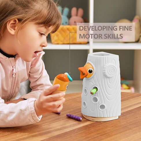 TOP BRIGHT Montessori Toddler Toys for 2 3 4 Year Old Girls and Boys Gift, Fine Motor Skills Sensory Learning Toys, Magnetic Worm Game Birthday Present for Kid Age 2-4 in Saudi Arabia