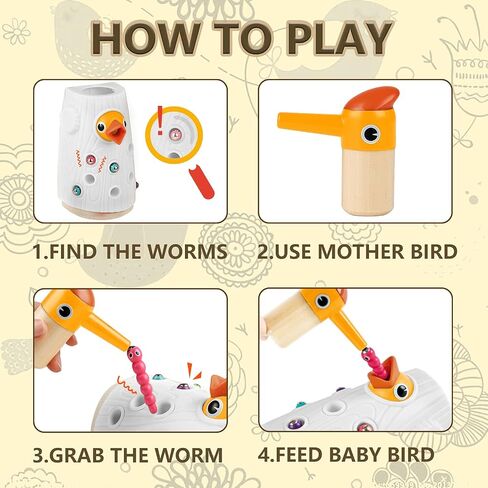 TOP BRIGHT Montessori Toddler Toys for 2 3 4 Year Old Girls and Boys Gift, Fine Motor Skills Sensory Learning Toys, Magnetic Worm Game Birthday Present for Kid Age 2-4 in Saudi Arabia