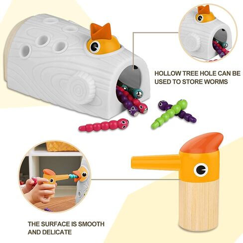 TOP BRIGHT Montessori Toddler Toys for 2 3 4 Year Old Girls and Boys Gift, Fine Motor Skills Sensory Learning Toys, Magnetic Worm Game Birthday Present for Kid Age 2-4 in Saudi Arabia