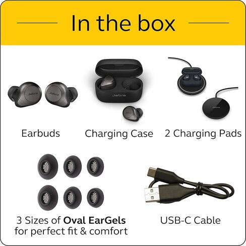 سماعات أذن بلوتوث لاسلكية Jabra Elite 85t - سماعات أذن متقدمة بخاصية إلغاء الضوضاء للمكالمات والموسيقى مع علبة شحن ووسادات شحن لاسلكية - رمادي (متجدد) in Saudi Arabia