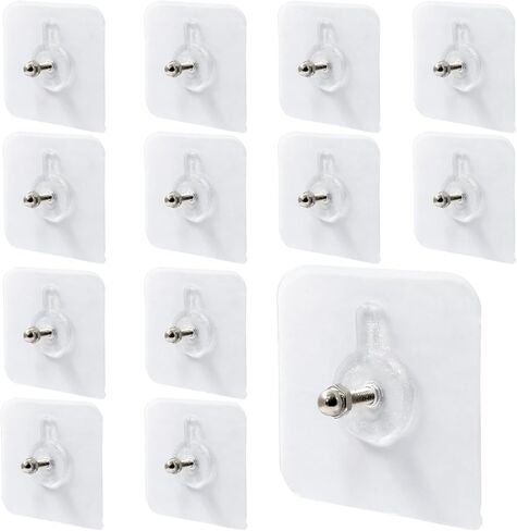 Hitefu 20pcs Self-Adhesive Hooks, Heavy Duty Wall Hooks for Hanging, Screw Free Sticker, Waterproof Picture Hanging Hooks Seamless Screws for Wall Mount, Reusable for Kitchen, Bathroom, Home, Office in Saudi Arabia