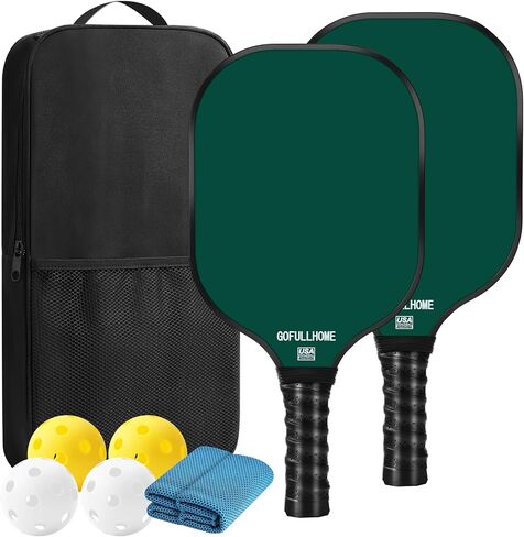 Pickleball Paddles Set of 2, USAPA Approved Fiberglass Lightweight Pickleball Paddles, 4 Pickleball Balls, 2 Cooling Towels, and 1 Backpack Bag, Pickleball Rackets for Men Women Gifts in Saudi Arabia