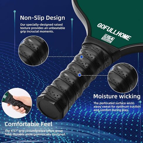Pickleball Paddles Set of 2, USAPA Approved Fiberglass Lightweight Pickleball Paddles, 4 Pickleball Balls, 2 Cooling Towels, and 1 Backpack Bag, Pickleball Rackets for Men Women Gifts in Saudi Arabia