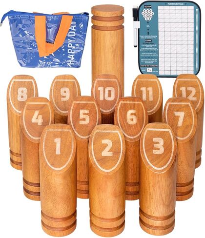 مجموعة ألعاب الرمي الخشبية المرقمة، لعبة الرمي لعبة البولينج مع لوحة النتائج وحقيبة الحمل، لعبة الشاطئ في الفناء الخلفي للعائلة والحفلات in Kuwait