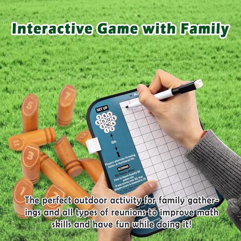 مجموعة ألعاب الرمي الخشبية المرقمة، لعبة الرمي لعبة البولينج مع لوحة النتائج وحقيبة الحمل، لعبة الشاطئ في الفناء الخلفي للعائلة والحفلات in Kuwait