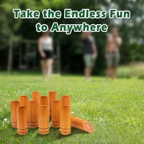 مجموعة ألعاب الرمي الخشبية المرقمة، لعبة الرمي لعبة البولينج مع لوحة النتائج وحقيبة الحمل، لعبة الشاطئ في الفناء الخلفي للعائلة والحفلات in Kuwait