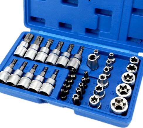 34 قطعة 3/8 بوصة محرك توركس بت مجموعة مقابس e-torx مجموعة مقابس، E مجموعة مقابس E4-20، S2 توركس بت مجموعة مقابس للاستخدام اليدوي العمل على السيارات والشاحنات والآلات وغيرها من الوظائف مع حقيبة التخزين in Saudi Arabia