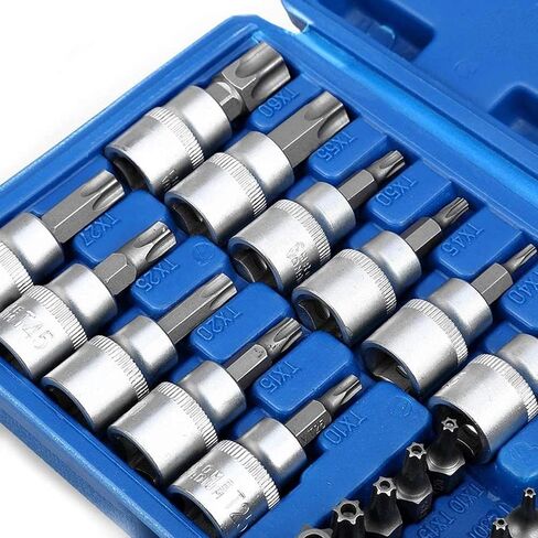 34 قطعة 3/8 بوصة محرك توركس بت مجموعة مقابس e-torx مجموعة مقابس، E مجموعة مقابس E4-20، S2 توركس بت مجموعة مقابس للاستخدام اليدوي العمل على السيارات والشاحنات والآلات وغيرها من الوظائف مع حقيبة التخزين in Saudi Arabia