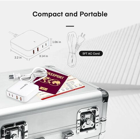 USB C Charger, 100W Fast Charger (PI GaN), 4-Port Compact USB Wall Charger for MacBook Pro/Air, iPad Pro, Huawei,Galaxy, iPhone, Google,Steam Deck, and More, White in Saudi Arabia