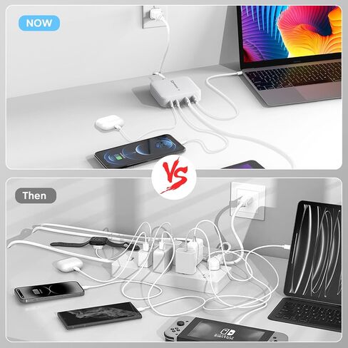 USB C Charger, 100W Fast Charger (PI GaN), 4-Port Compact USB Wall Charger for MacBook Pro/Air, iPad Pro, Huawei,Galaxy, iPhone, Google,Steam Deck, and More, White in Saudi Arabia