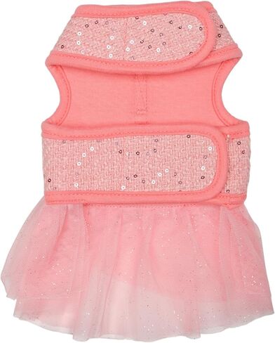 Pinkaholic New York Milena Dog Dress Harness عصري لطيف للربيع والصيف للكلاب الصغيرة، وردي هندي، كبير in Kuwait