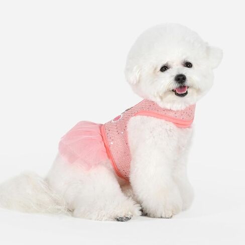 Pinkaholic New York Milena Dog Dress Harness عصري لطيف للربيع والصيف للكلاب الصغيرة، وردي هندي، كبير in Kuwait