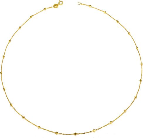 SISGEM 18kt Gold Choker Necklace for Women, Dainty Tiny Beads Chain Choker Necklace Fine Jewelry for Her, Wife, Mom, Girl 18" in Saudi Arabia