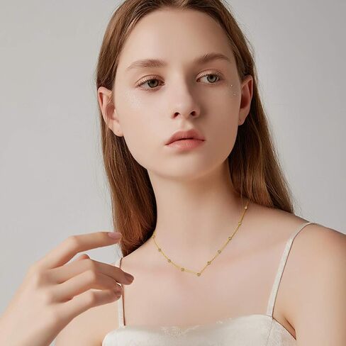 SISGEM 18kt Gold Choker Necklace for Women, Dainty Tiny Beads Chain Choker Necklace Fine Jewelry for Her, Wife, Mom, Girl 18" in Saudi Arabia