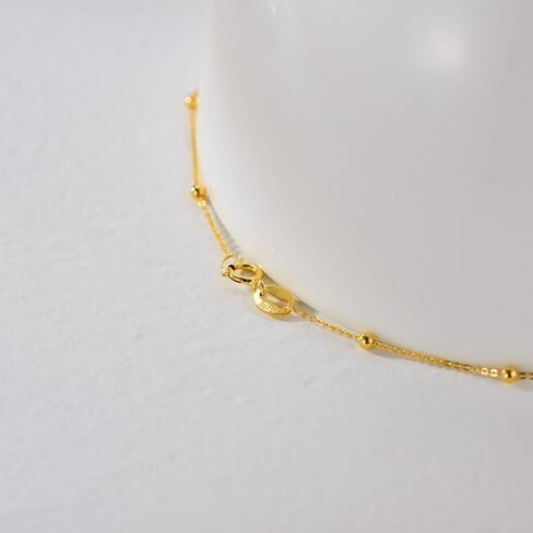 SISGEM 18kt Gold Choker Necklace for Women, Dainty Tiny Beads Chain Choker Necklace Fine Jewelry for Her, Wife, Mom, Girl 18" in Saudi Arabia