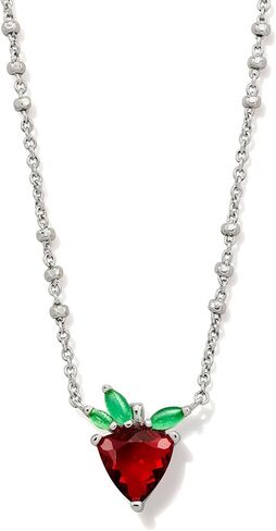 Kendra Scott Women's Strawberry Short Pendant Necklace Silver Dark Pink Crystal OS in Saudi Arabia