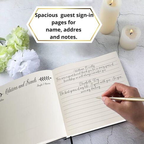 Funeral Guest Book for Memorial Service with Photo Frame, with 80 Sheets, Celebration of Life Guest Book Hard Cover, Funeral Guest Book Loving in Memory, Siging Pen with Stand (Black) in Saudi Arabia