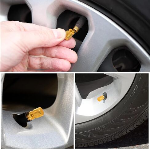 Tire Valve Stem Caps, Anodized Aluminum Wheel Valve Covers Accessories, Corrosion Resistant Leak-Proof, Universal for Cars, SUVs, Bikes, Trucks and Motorcycles 4PCS (Titanium Color) in Saudi Arabia
