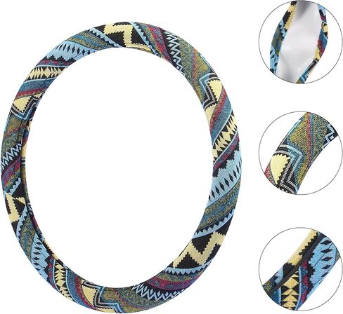X AUTOHAUX 40cm 16 Inch Universal Steering Wheel Cover for Cars Trucks SUV Ethnic Style Multicolor Printing Pattern in Saudi Arabia