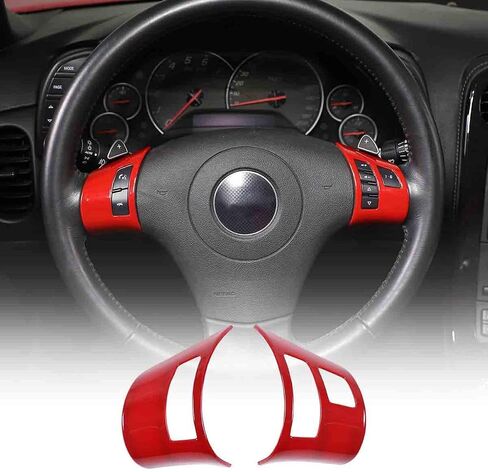 ABS Car Steering Wheel Button Frame Sticker For Chevrolet Corvette C6 2005-2013 Interior Steering Wheel Decoration Accessories (Red) in Saudi Arabia