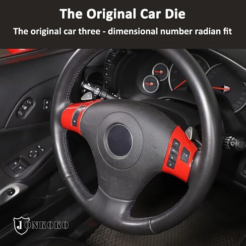 ABS Car Steering Wheel Button Frame Sticker For Chevrolet Corvette C6 2005-2013 Interior Steering Wheel Decoration Accessories (Red) in Saudi Arabia