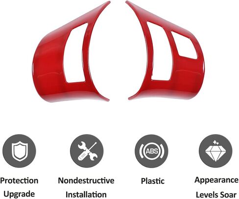 ABS Car Steering Wheel Button Frame Sticker For Chevrolet Corvette C6 2005-2013 Interior Steering Wheel Decoration Accessories (Red) in Saudi Arabia