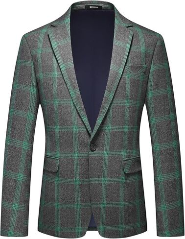Mens Plaid Blazer Sports Coat Casual Slim Fit Checkered Blazer for Men Wedding in Kuwait