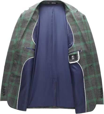 Mens Plaid Blazer Sports Coat Casual Slim Fit Checkered Blazer for Men Wedding in Kuwait