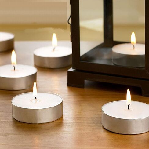 مصابيح شاي غير معطرة من AlterEgo - 100 عبوة من شموع Tealight - وقت احتراق يزيد عن 4 ساعات - شموع شموع صغيرة خالية من الدخان من النخيل الأبيض المحترق للمنزل، والشبات والذكرى السنوية (100 عبوة) in Saudi Arabia