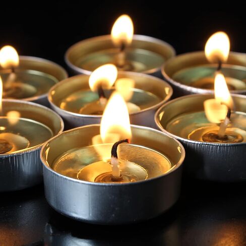 مصابيح شاي غير معطرة من AlterEgo - 100 عبوة من شموع Tealight - وقت احتراق يزيد عن 4 ساعات - شموع شموع صغيرة خالية من الدخان من النخيل الأبيض المحترق للمنزل، والشبات والذكرى السنوية (100 عبوة) in Saudi Arabia