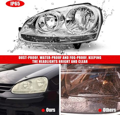 Headlights Assembly Compatible With 2005 2006 2007 2008 2009 2010 Volkswagen Jetta Type 5 Wagon GTI 08-09 Wagon / 06-09 Golf Rabbit Chrome Housing Clear Reflector Replacement Pair in Saudi Arabia