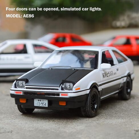 Tianmei 1:32 الأولي D Trueno AE86 سبيكة دييكاست نموذج سيارة اللعب، ألعاب السيارات المعدنية القابلة للسحب للأطفال ومجموعة الحلي للبالغين (غطاء أسود AE86-أبيض) in Saudi Arabia