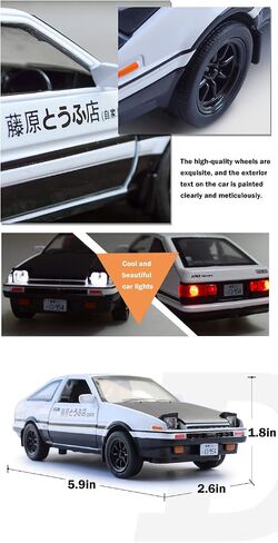 Tianmei 1:32 الأولي D Trueno AE86 سبيكة دييكاست نموذج سيارة اللعب، ألعاب السيارات المعدنية القابلة للسحب للأطفال ومجموعة الحلي للبالغين (غطاء أسود AE86-أبيض) in Saudi Arabia