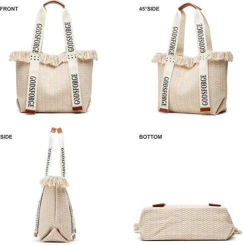 حقيبة يد نسائية منسوجة: حقيبة شاطئ من القش - حقيبة صيفية كبيرة - حقيبة يد للسيدات للسفر والعطلات in Kuwait