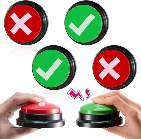 4 Pcs Right Wrong Game Buzzer Recordable Answer Buzzer Buttons Recordable Button Game Show Buzzers for Team Family Classroom Party Contest Judge Trivia Sound Game Interaction in Saudi Arabia