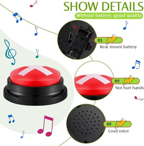 4 Pcs Right Wrong Game Buzzer Recordable Answer Buzzer Buttons Recordable Button Game Show Buzzers for Team Family Classroom Party Contest Judge Trivia Sound Game Interaction in Saudi Arabia