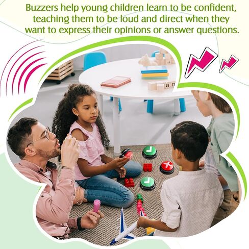 4 Pcs Right Wrong Game Buzzer Recordable Answer Buzzer Buttons Recordable Button Game Show Buzzers for Team Family Classroom Party Contest Judge Trivia Sound Game Interaction in Saudi Arabia