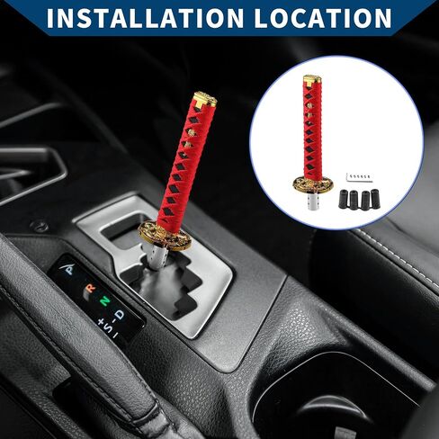 Shift Knob with 4 Adapter/Front Gear Shifter Knob for Automatic and Manual Vehicles/Stick Shifter Lever Knob Iron 27cm / 1 Set Red in Saudi Arabia