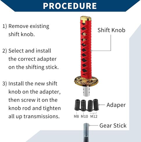 Shift Knob with 4 Adapter/Front Gear Shifter Knob for Automatic and Manual Vehicles/Stick Shifter Lever Knob Iron 27cm / 1 Set Red in Saudi Arabia