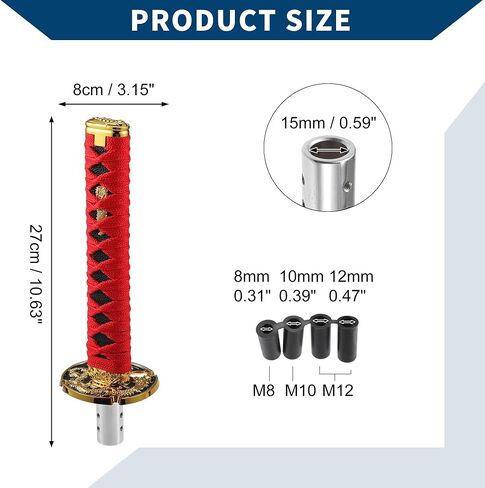 Shift Knob with 4 Adapter/Front Gear Shifter Knob for Automatic and Manual Vehicles/Stick Shifter Lever Knob Iron 27cm / 1 Set Red in Saudi Arabia