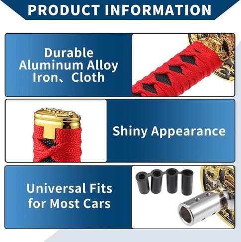 Shift Knob with 4 Adapter/Front Gear Shifter Knob for Automatic and Manual Vehicles/Stick Shifter Lever Knob Iron 27cm / 1 Set Red in Saudi Arabia