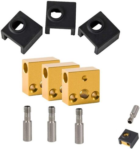 أجزاء طابعة ثلاثية الأبعاد من Ender جوارب سيليكون/كتلة سخان من الألومنيوم/حلق من الفولاذ المقاوم للصدأ لمجموعات الطارد MK7 MK8 Ender 3/Ender 3 Pro/Creality CR-10 /CR10S /S4 /S5 (3 حزم) in Kuwait