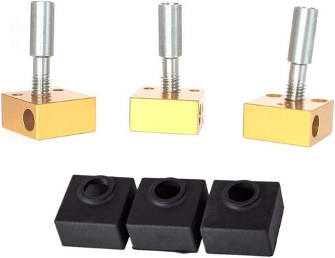 أجزاء طابعة ثلاثية الأبعاد من Ender جوارب سيليكون/كتلة سخان من الألومنيوم/حلق من الفولاذ المقاوم للصدأ لمجموعات الطارد MK7 MK8 Ender 3/Ender 3 Pro/Creality CR-10 /CR10S /S4 /S5 (3 حزم) in Kuwait