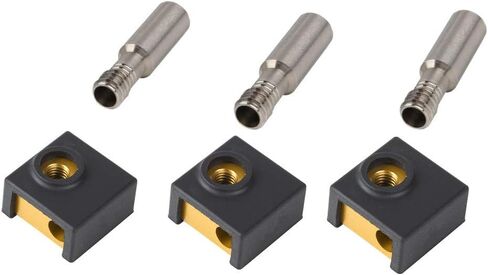 أجزاء طابعة ثلاثية الأبعاد من Ender جوارب سيليكون/كتلة سخان من الألومنيوم/حلق من الفولاذ المقاوم للصدأ لمجموعات الطارد MK7 MK8 Ender 3/Ender 3 Pro/Creality CR-10 /CR10S /S4 /S5 (3 حزم) in Kuwait