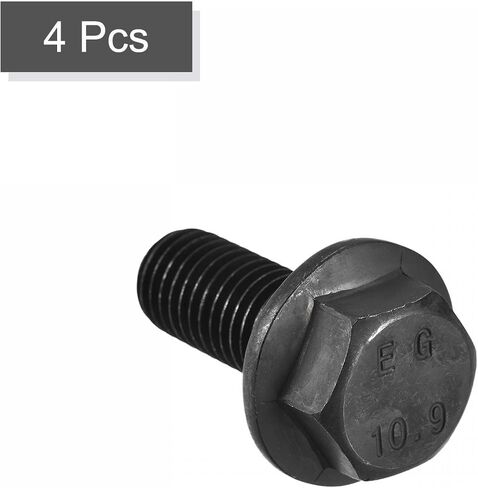 uxcell Metric M14x35mm Hex Flange Bolts, 4pcs 10.9 Grade Carbon Steel Hexagon Head Screws in Saudi Arabia