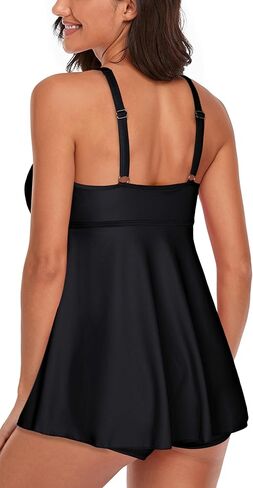 UNIQWETO ملابس سباحة تانكيني للتحكم في البطن للنساء مكونة من قطعتين بيكيني لباس سباحة بدون أكمام مع شورت للأولاد ملابس سباحة in Kuwait