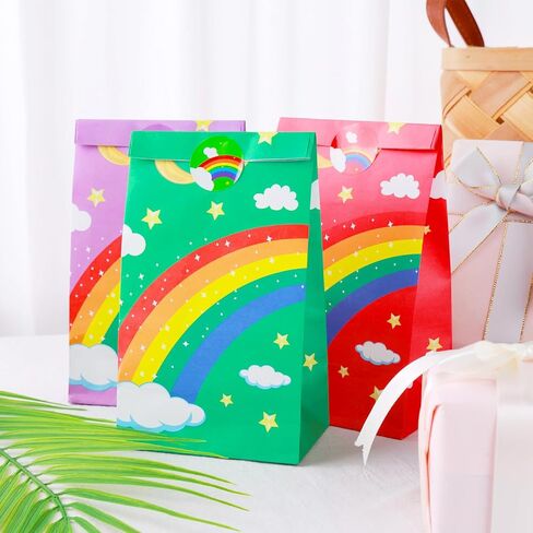 Generic 24 Pieces Rainbow Gift Paper Bags,come with free sealing stickers,can be used for party and other event supplies,Birthday Party,Wedding,Easter,Gifts and Celebrations. in Saudi Arabia